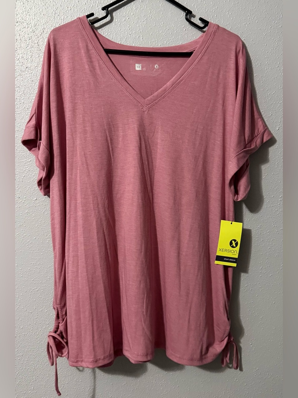 Xersion Rose Pink V-Neck Tunic with Side Ties